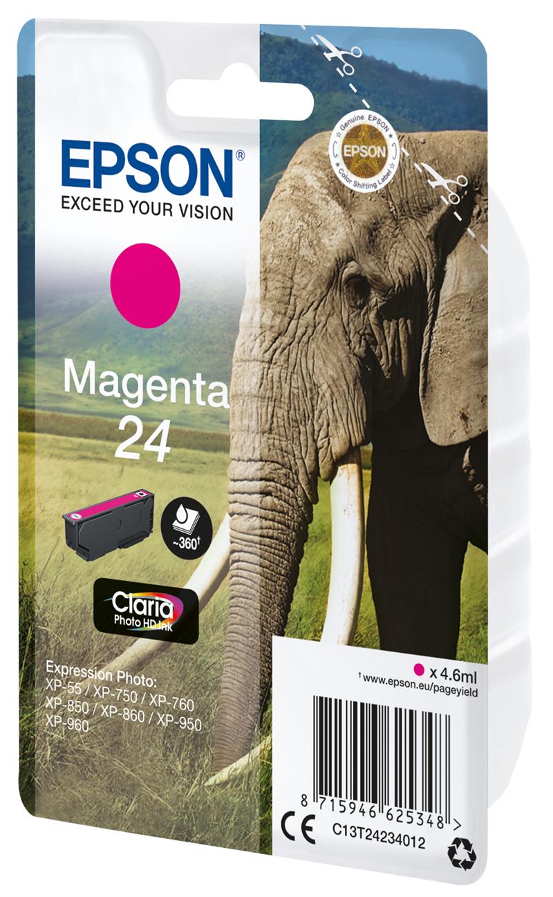 Epson Elephant Singlepack Magenta 24 Claria Photo HD Ink