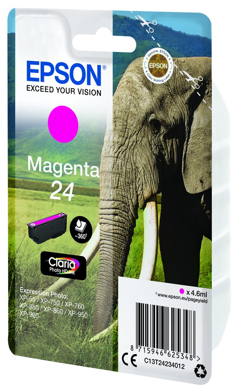 Epson Elephant Singlepack Magenta 24 Claria Photo HD Ink