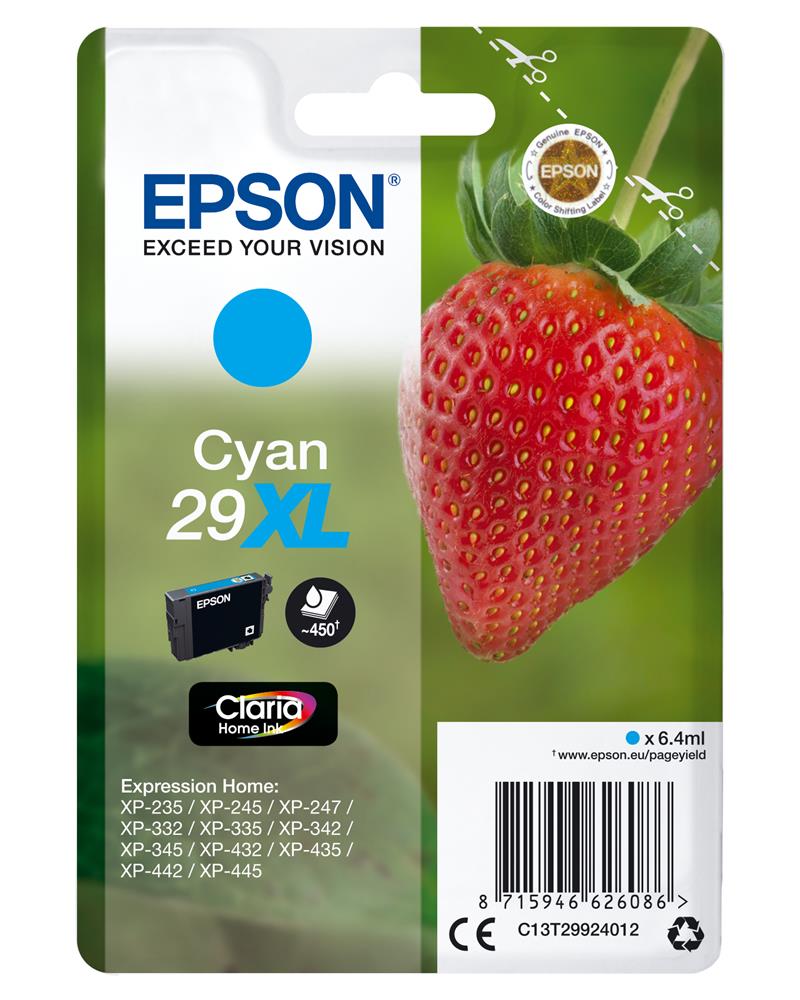 Epson Strawberry Singlepack Cyan 29XL Claria Home Ink