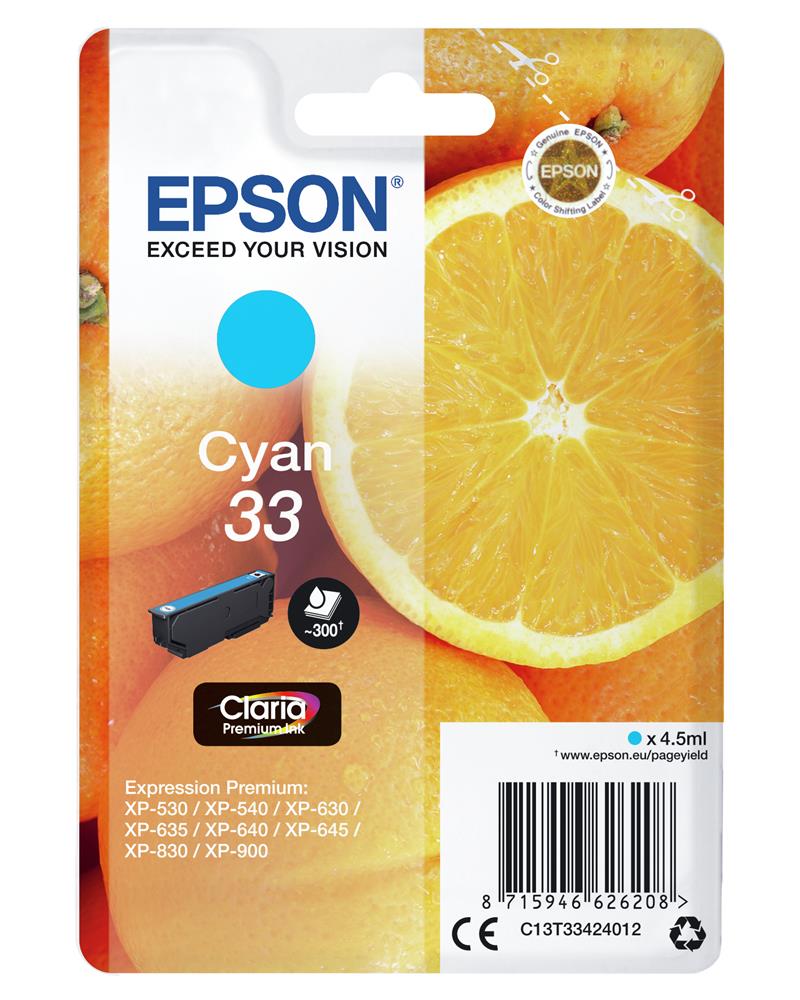 Epson Oranges Singlepack Cyan 33 Claria Premium Ink