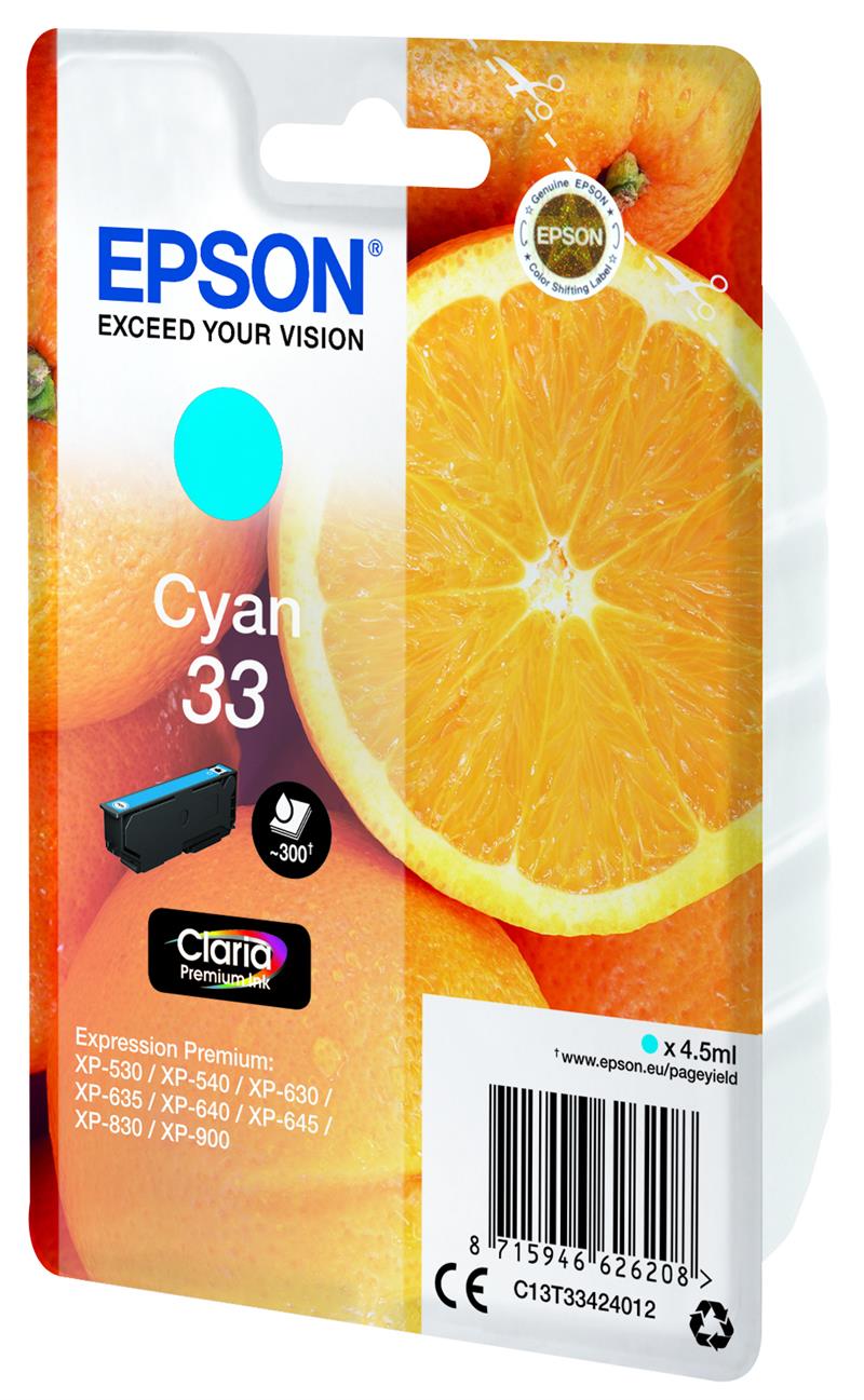 Epson Oranges Singlepack Cyan 33 Claria Premium Ink