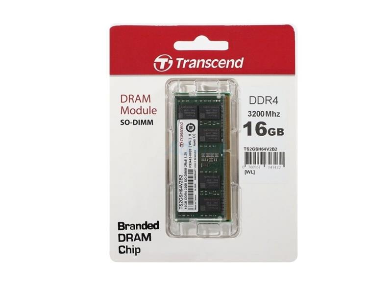 Transcend JetRam 16GB SO-DIMM DDR4 3200 Mhz 1Rx8 2Gx8 CL22 1 2V