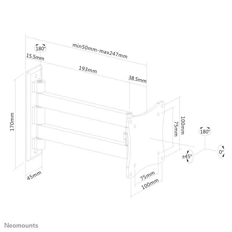 Neomounts tv/monitor wandsteun