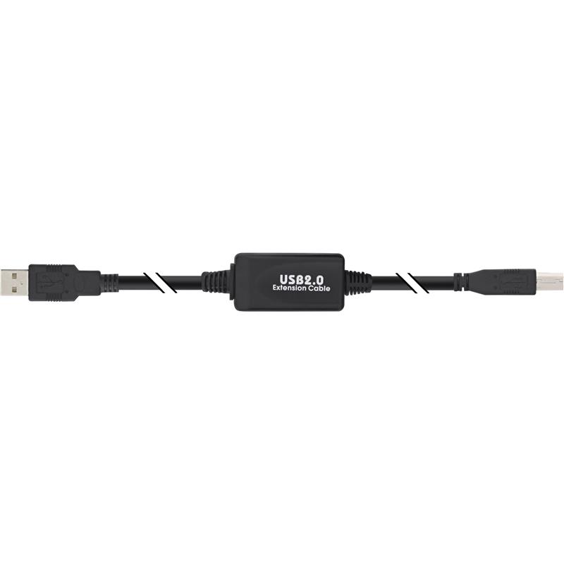 InLine Actieve USB 2 0 kabel A B zwart 10m