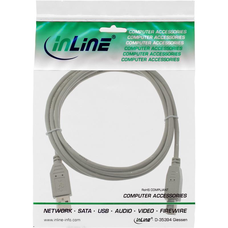 InLine USB 2 0 kabel beige AM BM 5m