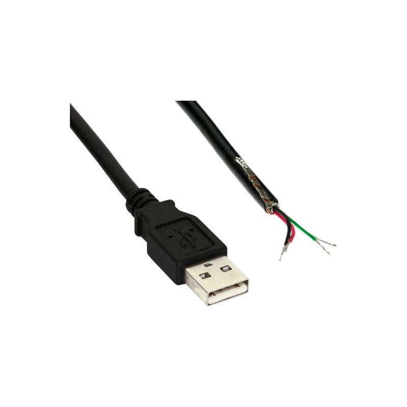 InLine USB 2 0 kabel AM naar open einde zwart 2m bulk