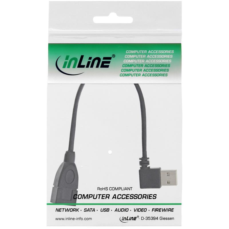 InLine USB 2 0 Smart Cable angled reversible Type A male to female black 0 2m