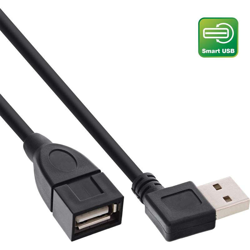 InLine USB 2 0 Smart Cable angled reversible Type A male to female black 2m