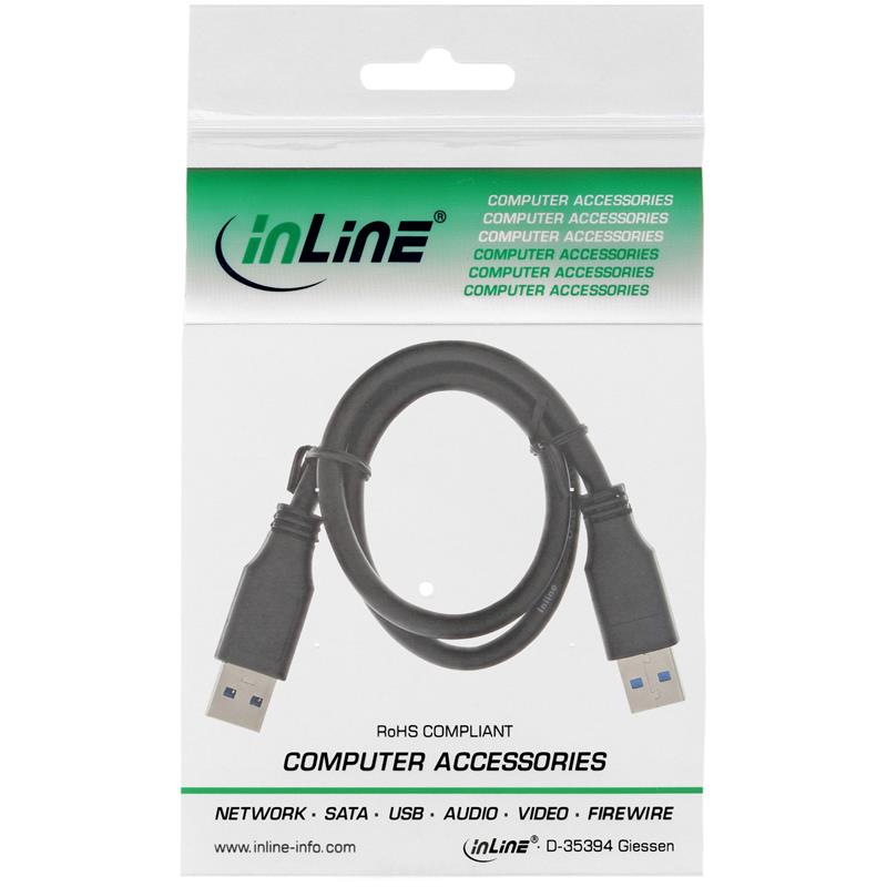 InLine USB 3 0 Cable Type A male to A male black 0 3m
