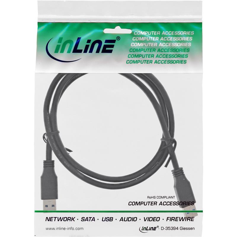 InLine USB 3 0 Cable Type A male to A male black 1m