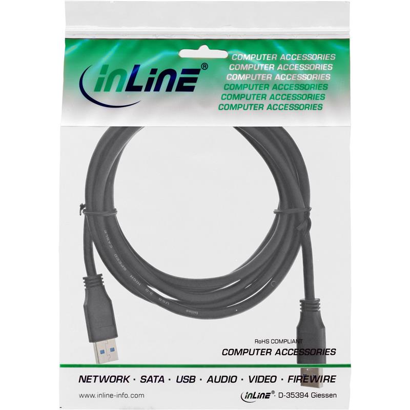 InLine USB 3 0 Cable Type A male to A male black 1 5m
