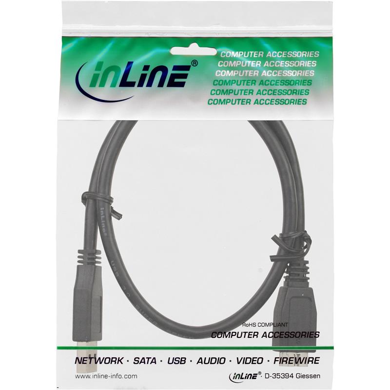 InLine USB 3 0 kabel AM Micro BM zwart 0 3m