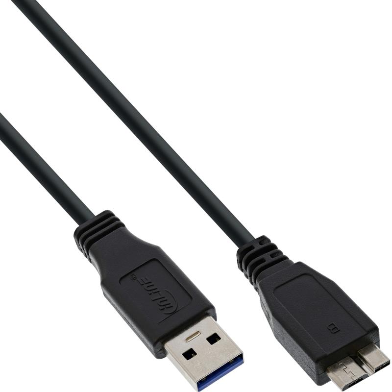 InLine USB 3 0 kabel AM Micro BM zwart 0 5m