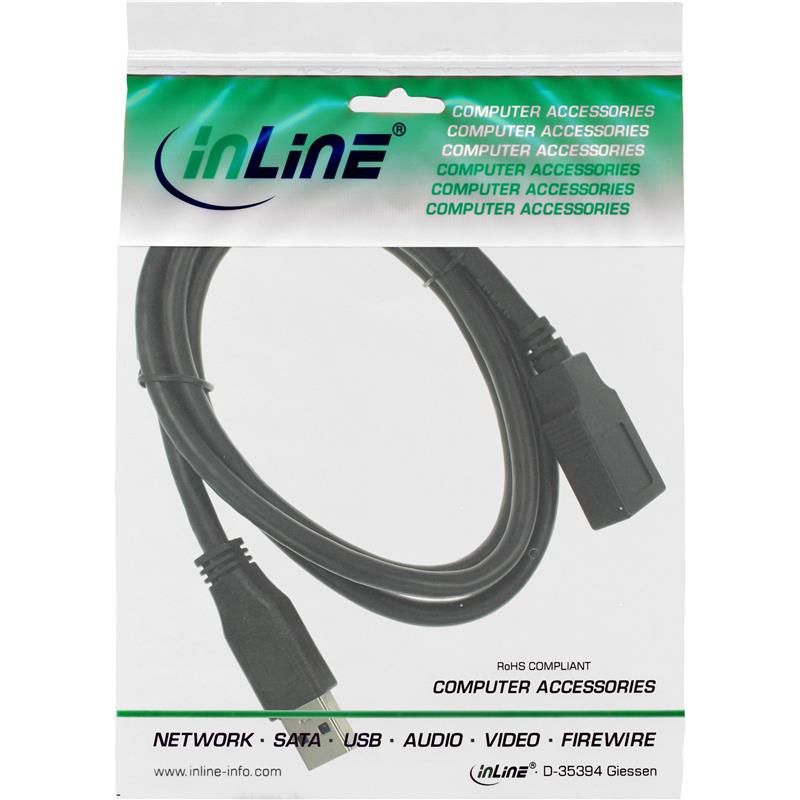 InLine USB 3 0 kabel AM AF zwart 1 5m
