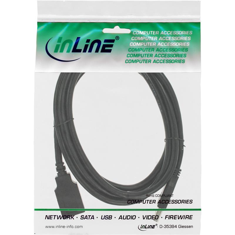 InLine USB 3 0 kabel AM AF zwart 2 5m