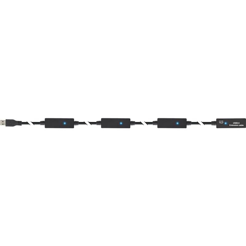 InLine USB 3 0 Aktiv-Verlengkabel Male A an Female A zwart 20m