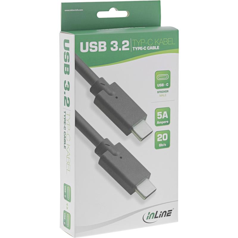 InLine USB 3 2 Gen 2 Cable USB Type-C male male black 1 5m