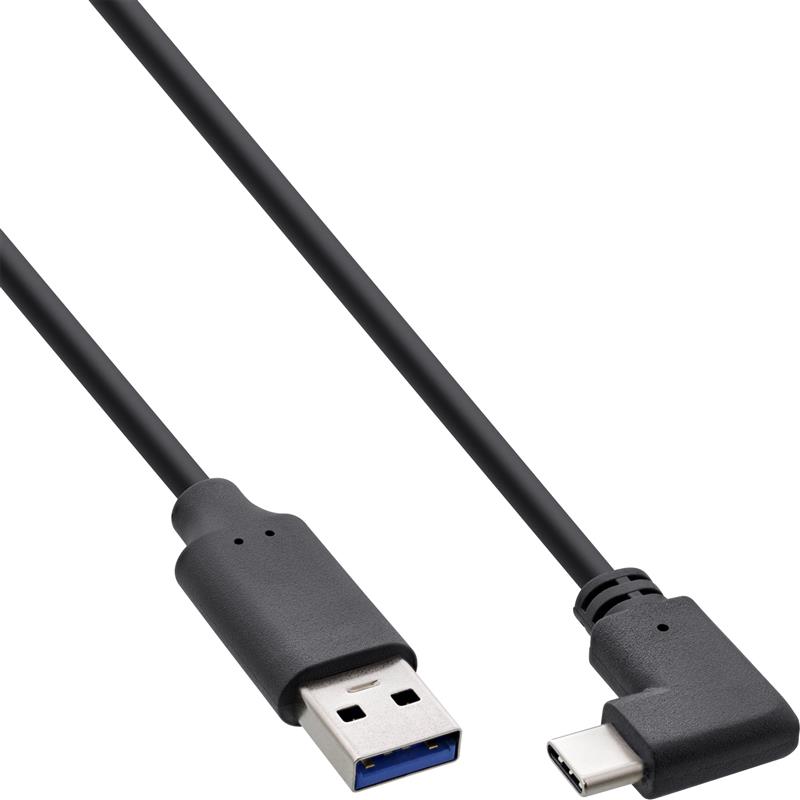 InLine USB 3 2 Cable USB Type C male angled to A male black 0 3m