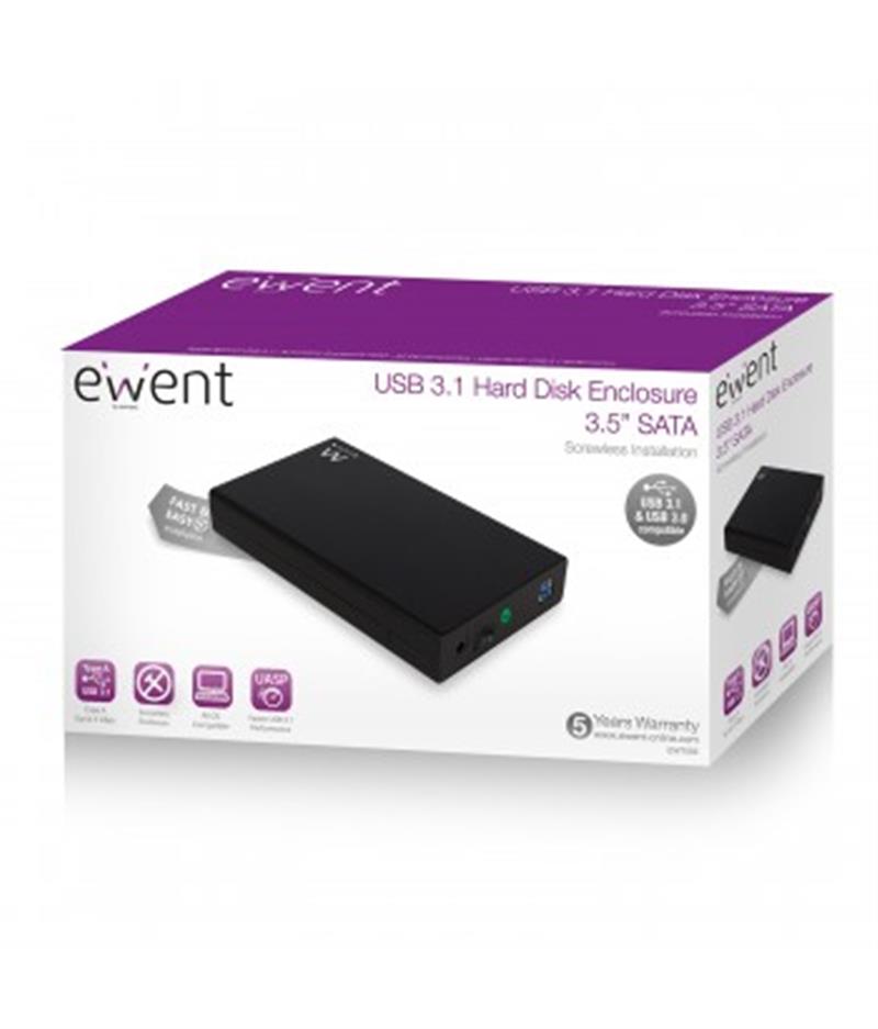 Ewent EW7056 behuizing voor opslagstations 3.5"" HDD-behuizing Zwart