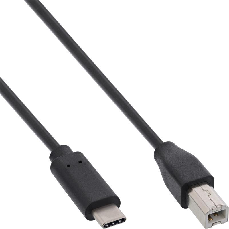InLine USB 2 0 Cable Type C male to B male black 0 5m
