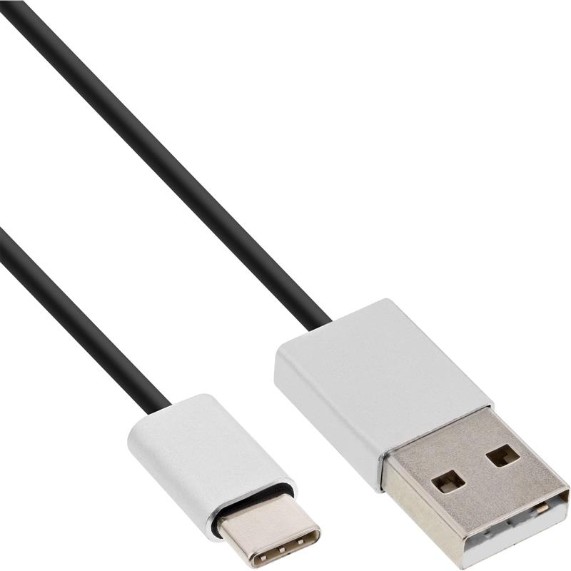 InLine USB 2 0 Cable Type C plug to A plug black alu flexible 1m