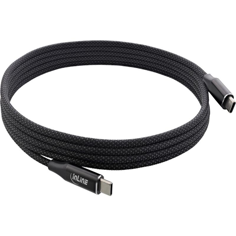 InLine Magnetic USB-C cable USB-C male male 100W black 2m