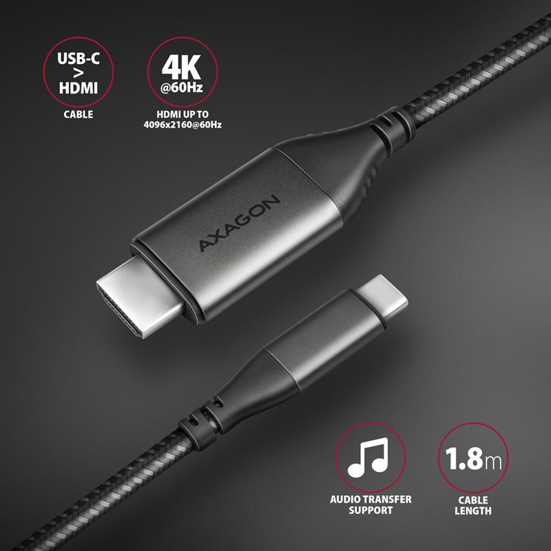 Axagon RVC-HI2MC video kabel adapter 1,8 m USB Type-C HDMI Zwart