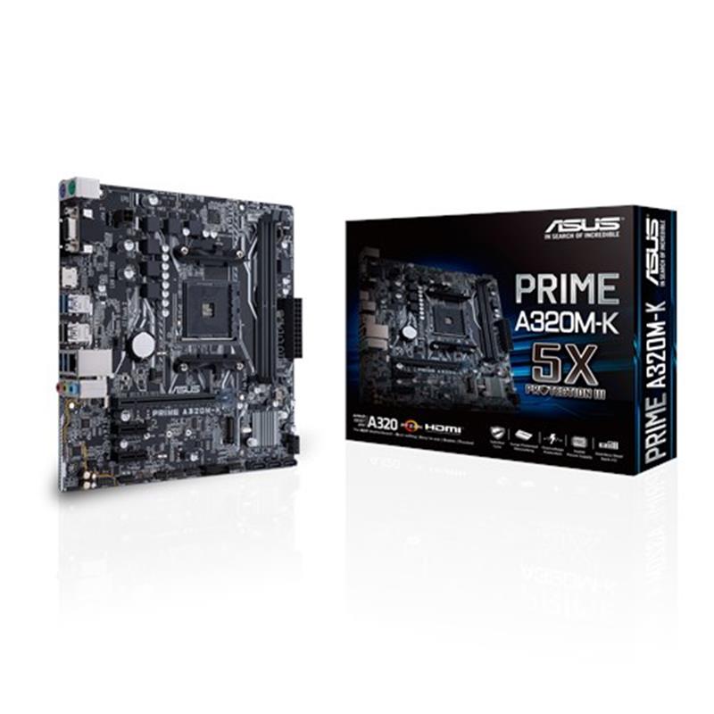 ASUS MB PRIME A320M-K moederbord Socket AM4 Micro ATX AMD A320