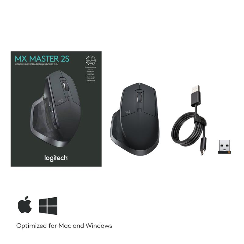 Logitech MX Master 2S muis RF Draadloos Laser 1000 DPI Rechtshandig