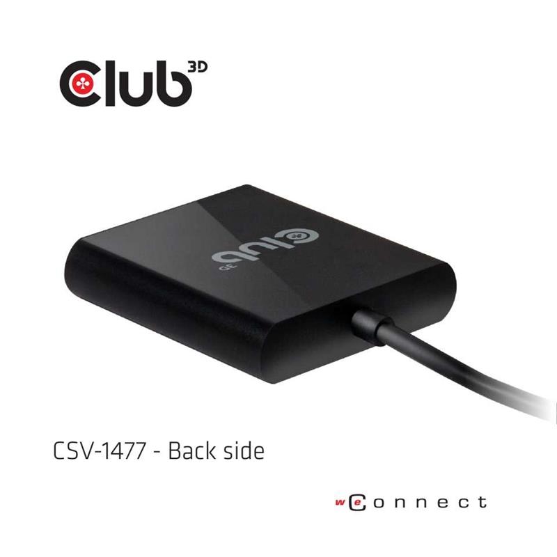 CLUB3D USB3.2 Gen1 Type A to 2x DisplayPort™1.2 Dual Monitor 4K60Hz DisplayLink Video Splitter
