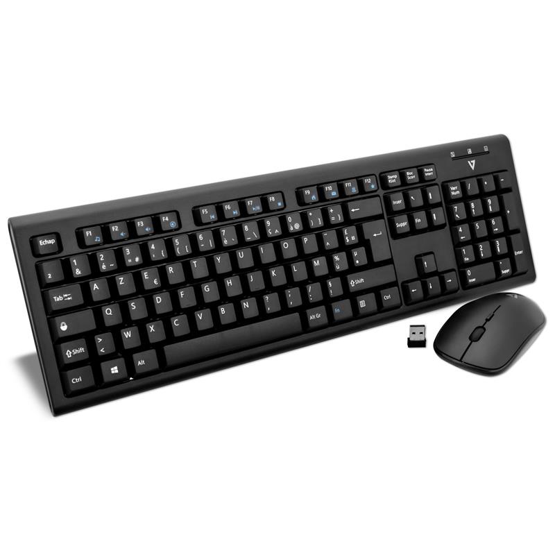 V7 CKW200 toetsenbord RF Draadloos AZERTY Frans Inclusief muis Zwart