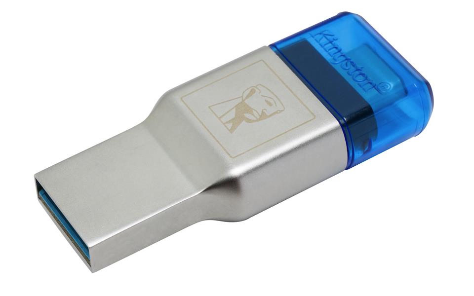 Kingston Technology MobileLite Duo 3C geheugenkaartlezer Blauw, Zilver USB 3.0 (3.1 Gen 1) Type-A/Type-C