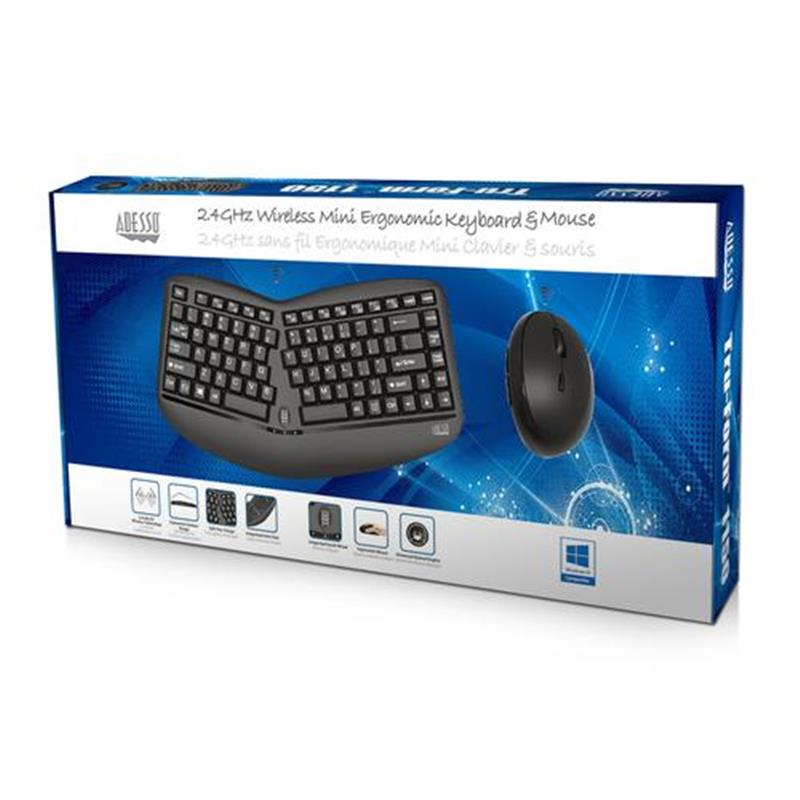 Adesso Tru-Form Media 1150 toetsenbord RF Draadloos QWERTY Engels Zwart