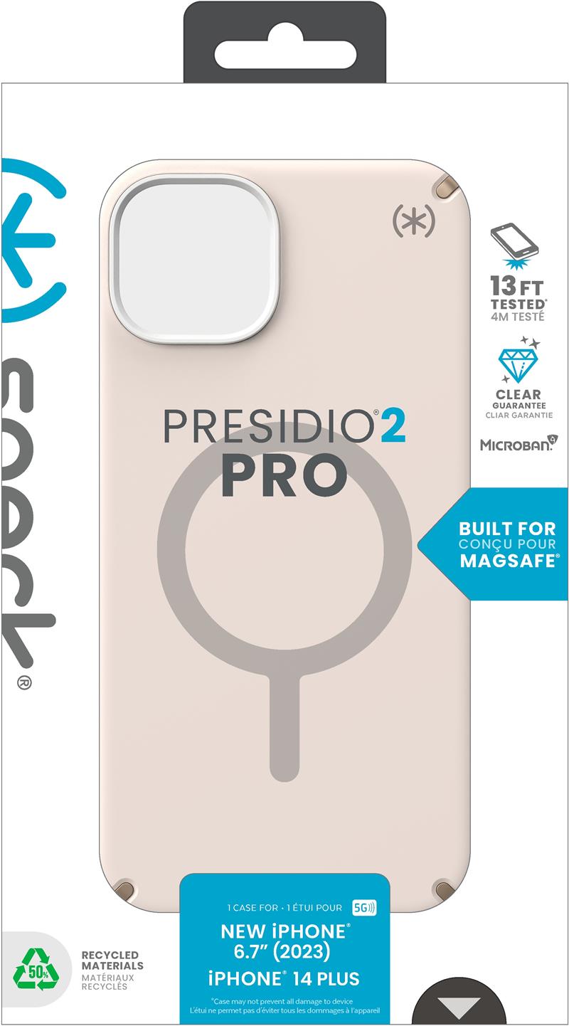 Speck Presidio2 Pro + MS Apple iPhone 15 Plus Bleached Bone - with Microban
