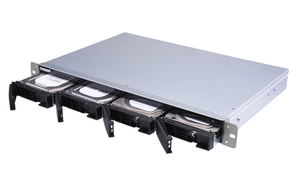 QNAP TS-431XeU Ethernet LAN Rack (1U) Zwart, Roestvrijstaal NAS