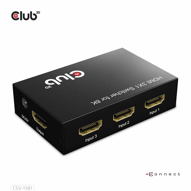 CLUB3D 3 to 1 HDMI™ 8K60Hz/4K120Hz Switch