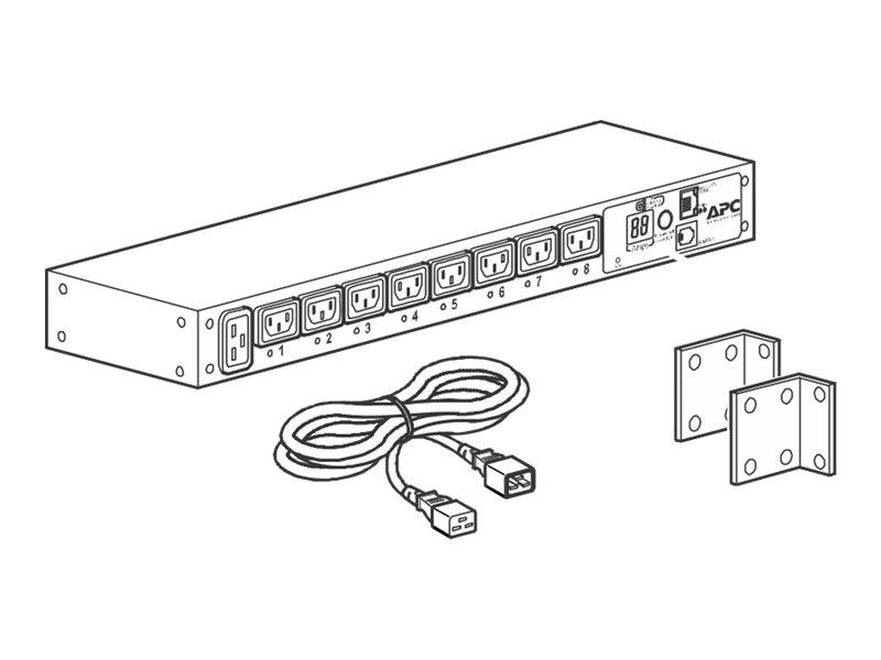 APC Rack PDU, Switched, 0U/1U, 16A, 230V,(8x) C13, C20 stekker