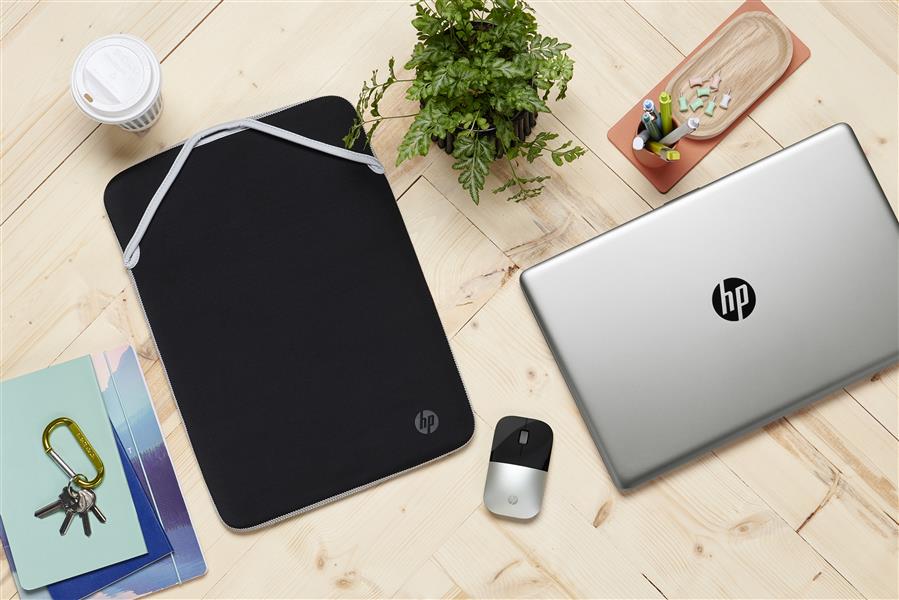 HP 15.6"" Neoprene Reversible Sleeve 39,6 cm (15.6"") Opbergmap/sleeve Zwart, Zilver