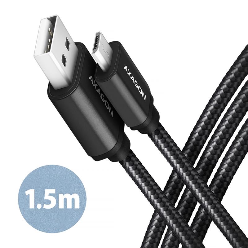 Axagon BUMM-AM15AB USB-kabel USB 2.0 1,5 m Micro-USB B USB A Zwart