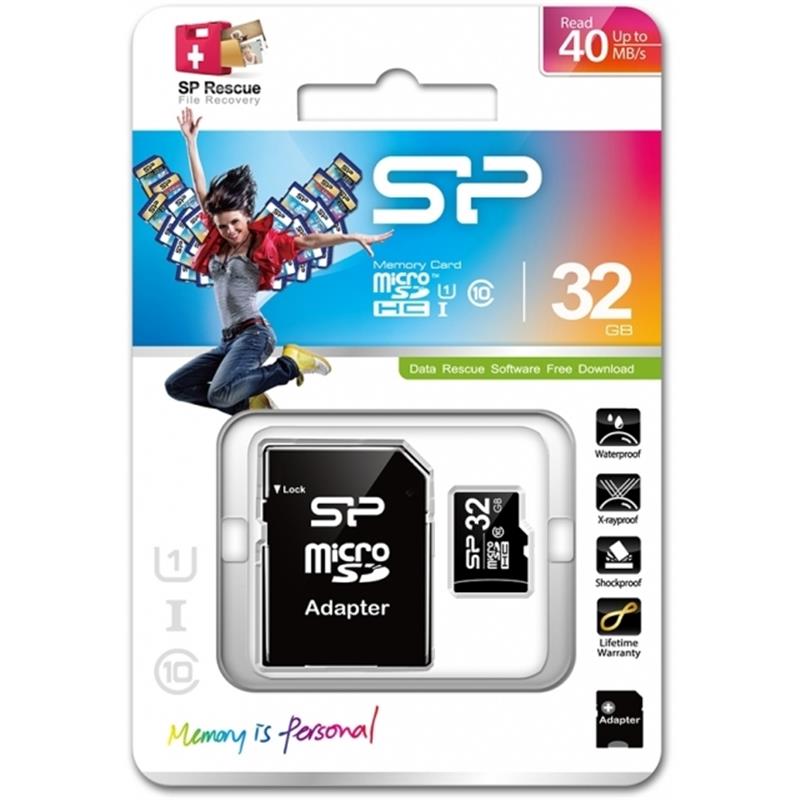 Silicon Power Micro SDHC incl SD Adapter 32GB Class 10