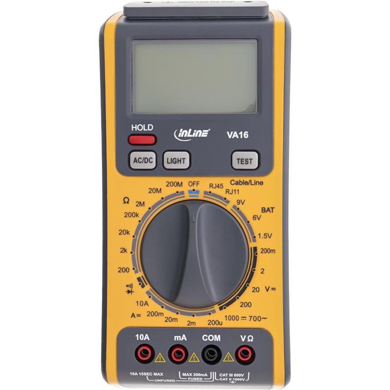 InLine Digital Multimeter 3 in 1 with RJ45 RJ11 Cable Tester and Battery Tester