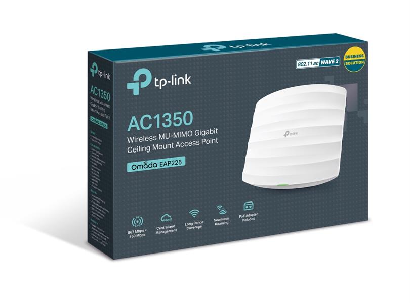TP-LINK EAP225 draadloze router Dual-band (2.4 GHz / 5 GHz) Gigabit Ethernet Wit
