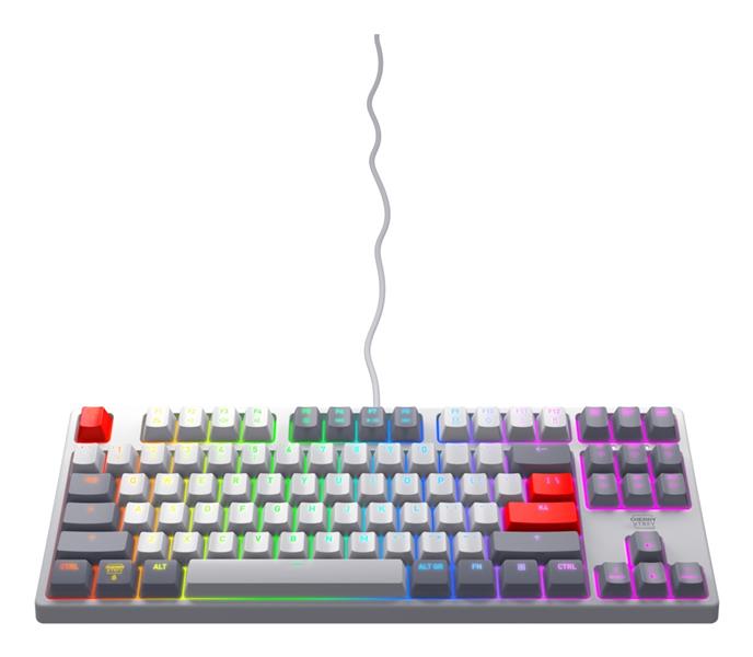 CHERRY K4V2 TKL toetsenbord Gamen USB QWERTY Amerikaans Engels Grijs, Licht Grijs, Rood