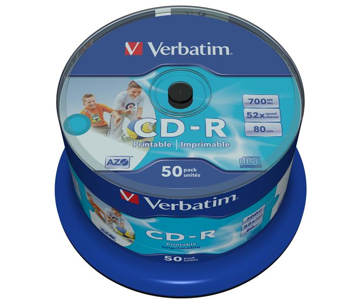 Verbatim CD-R AZO Wide Inkjet Printable no ID 700 MB 50 stuk(s)
