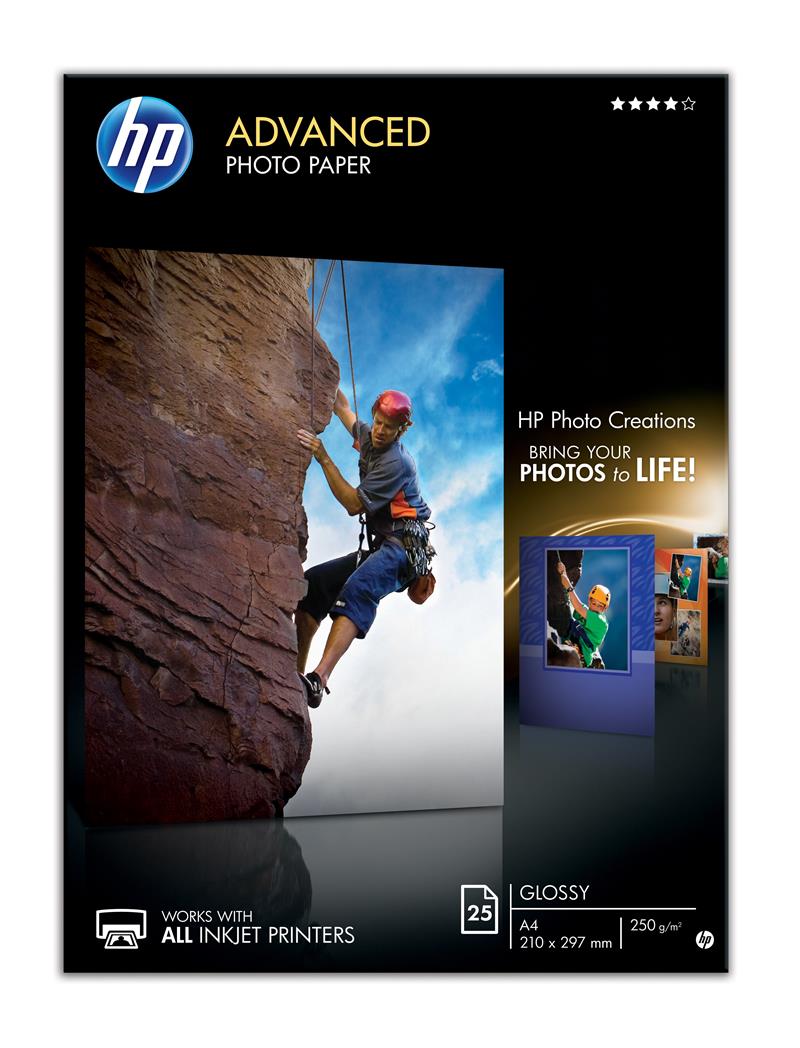 HP Q5456A pak fotopapier Zwart, Blauw, Wit Glans A4