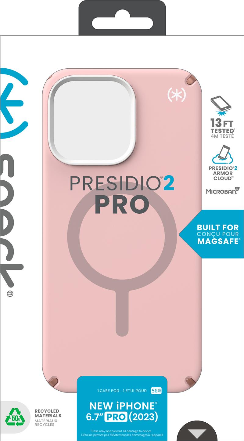 Speck Presidio2 Pro + MS Apple iPhone 15 Pro Max Dahlia Pink - with Microban