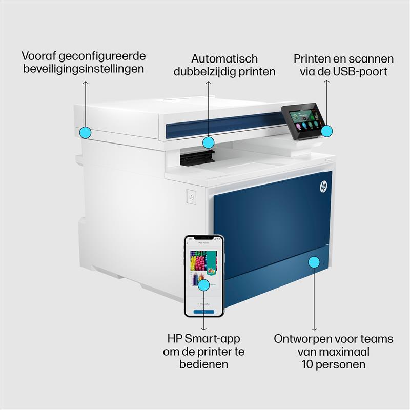 HP Color LaserJet Pro MFP 4302dw printer, Kleur, Printer voor Kleine en middelgrote ondernemingen, Printen, kopiëren, scannen, Draadloos; Printen vana