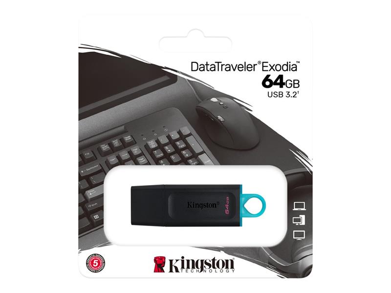 Kingston Technology DataTraveler Exodia USB flash drive 64 GB USB Type-A 3 2 Gen 1 3 1 Gen 1 Zwart