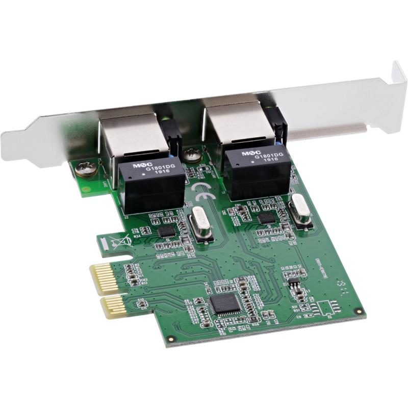 InLine Dual Gigabit Network Interface Card PCI Express 2x 1Gb s PCIe x1 incl low-profile slot bracket