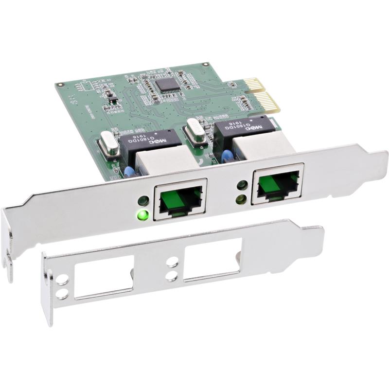 InLine Dual Gigabit Network Interface Card PCI Express 2x 1Gb s PCIe x1 incl low-profile slot bracket